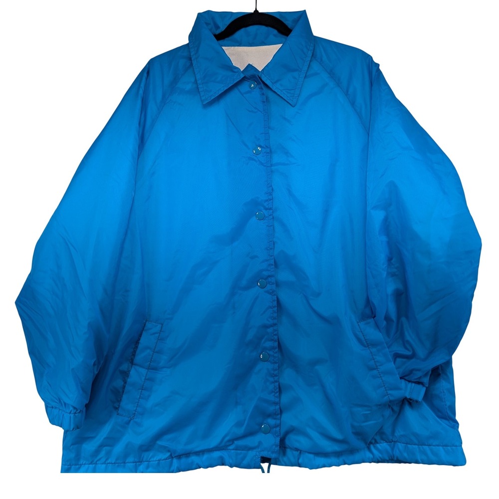 Current Seen Vintage Blue Snap Front Windbreaker Coaches Jacket Size 20W Russia‎